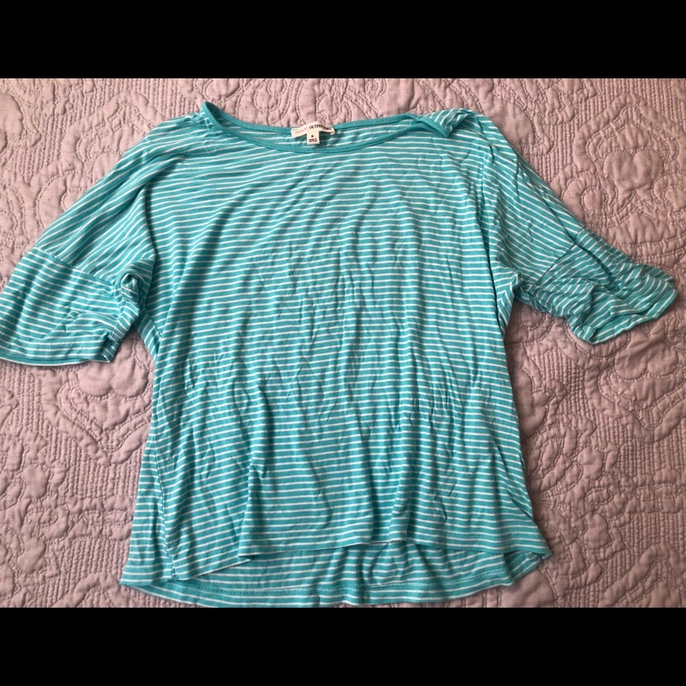 Striped Cropped Neon Blue Shirt Summer Lightweight